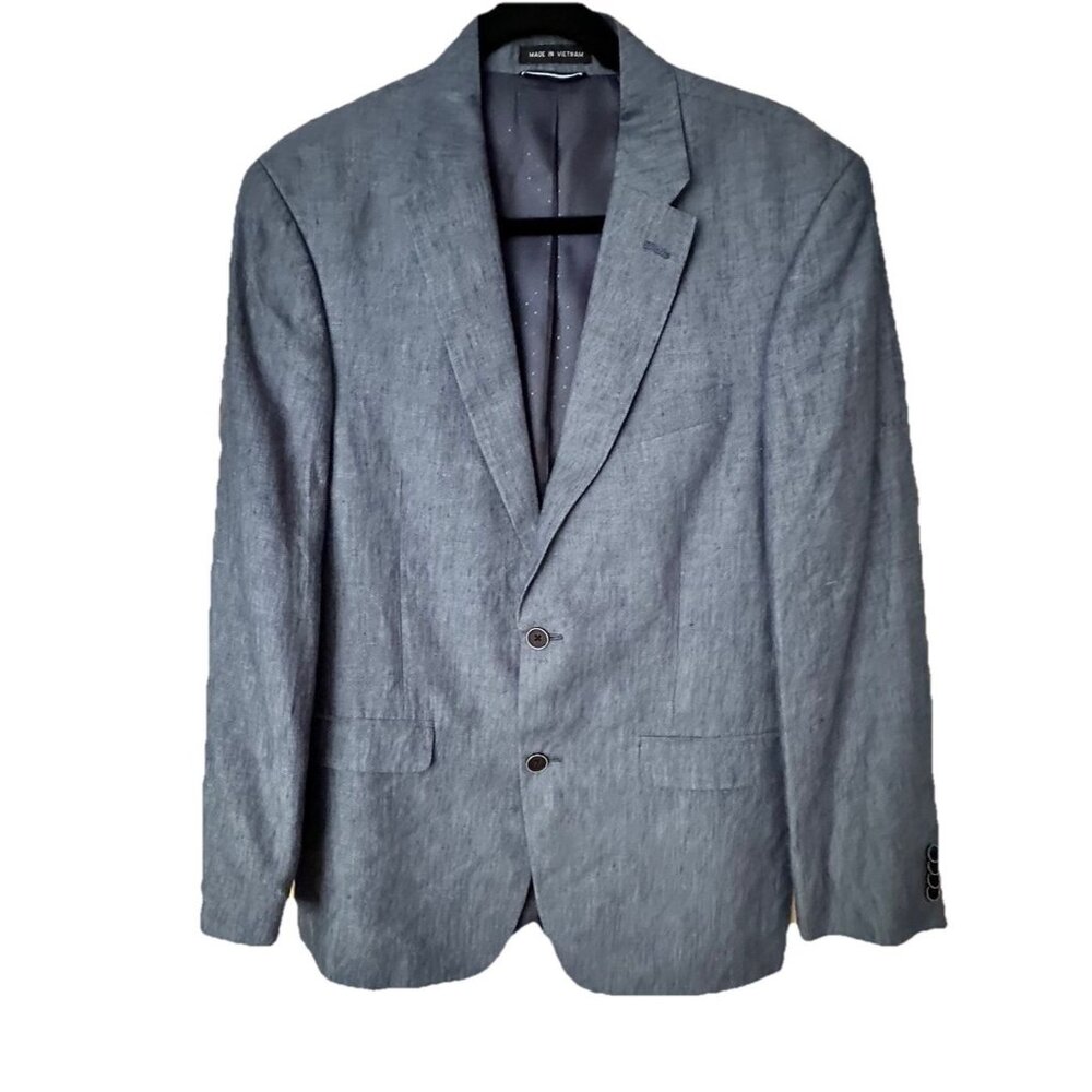 Tommy Hilfiger Men's Blue 100% Linen 2 Button Lined Sport Coat‎ Blazer Sz 38R